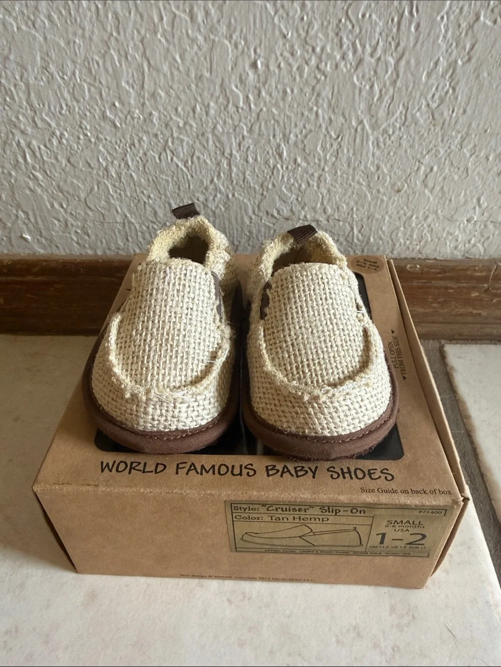 2 pair of Me in Mind Tan Hemp Slip-On Baby Shoes